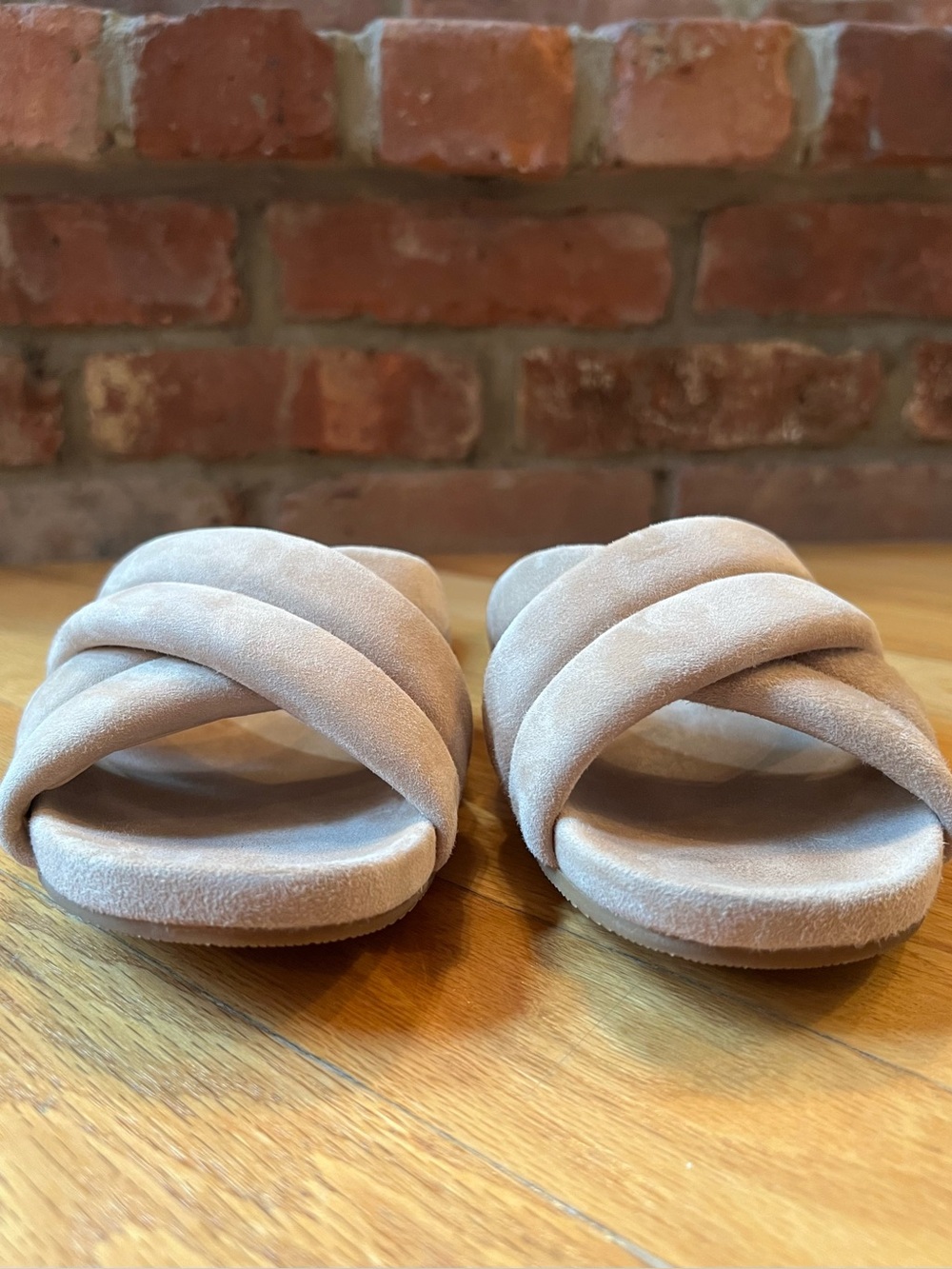 Veronica Beard Tan Nude Elise Suede Slide Sandals - Picture 5 of 15